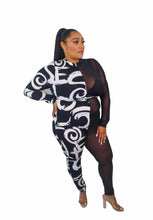 Load image into Gallery viewer, Graffiti x Mesh Jumpsuit - Curvy
