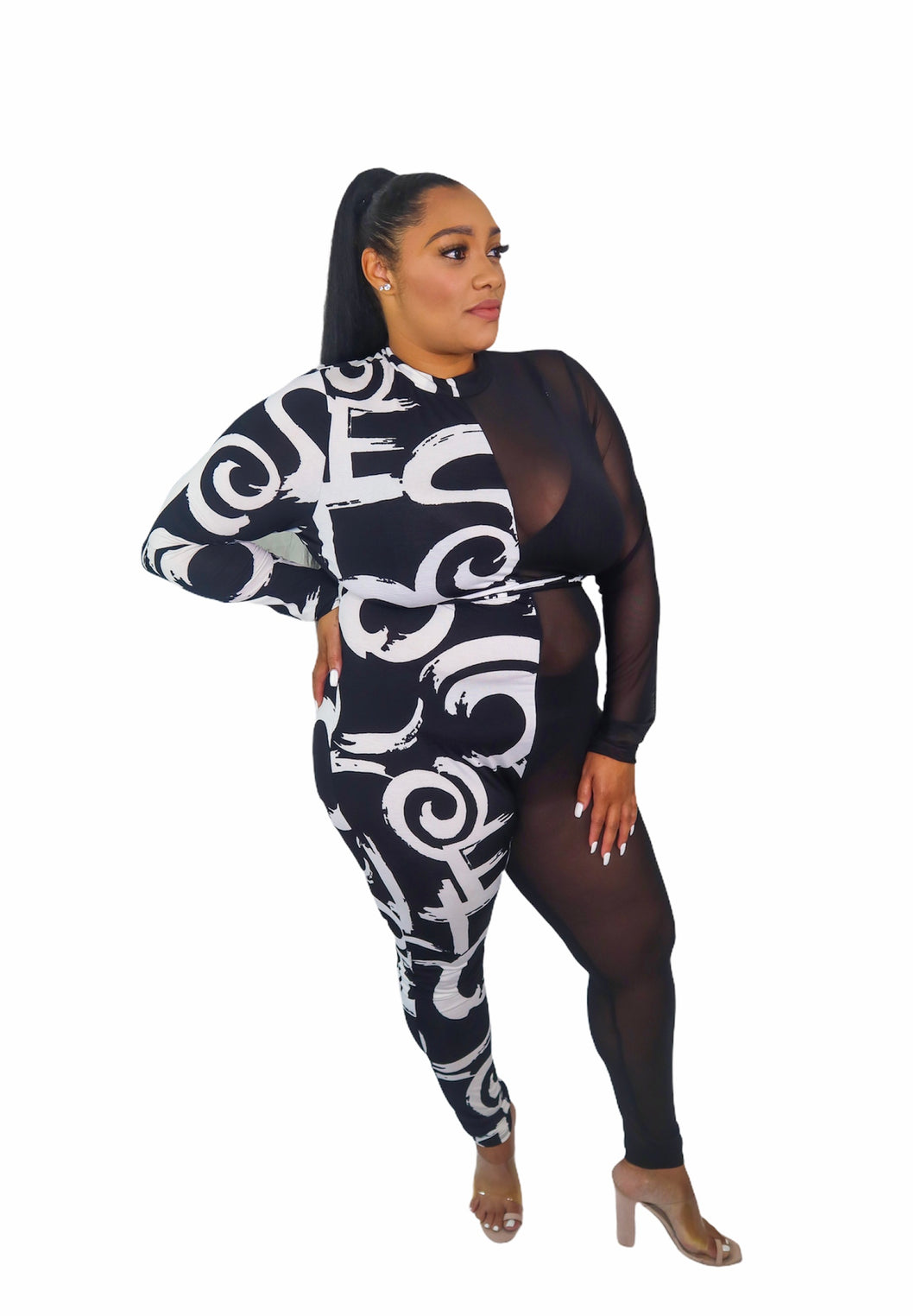 Graffiti x Mesh Jumpsuit - Curvy