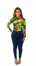 Load image into Gallery viewer, Sheer Mesh Tropical Print Bodysuit
