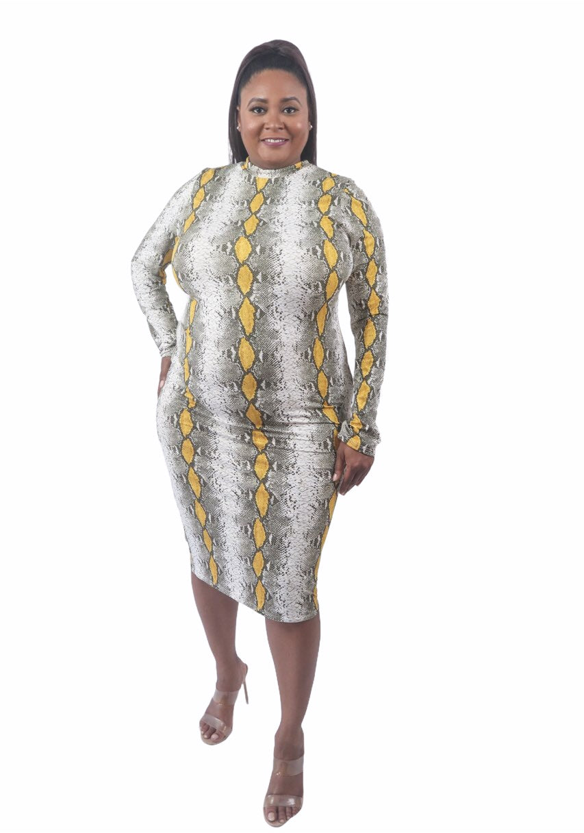 Snakeskin Midi Dress - Curvy